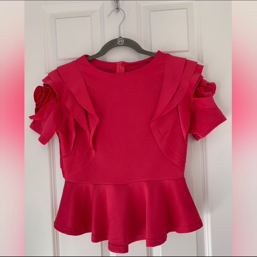 Amazon Fashion Hot Pink Rose-Sleeve Shirt